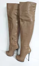 GIANMARCO LORENZI Smooth Leather Sky High Heels Thigh Over Knee Boots Stiletto