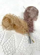 2 Antique 4" mini Ostrich feathers suitable for a small antique dolls hats!