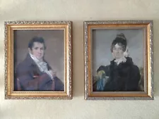 Pair of Georgian Pastel Large Portrait Miniatures c1790