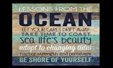 Ocean Beach Sign PHOTO Beach House Lessons Decor Wall 5x7 Photo Decoration