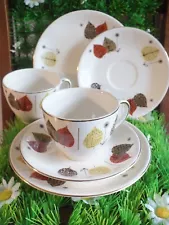 Vintage c1950s/1960s China Tea Set For 2 Alfred Meakin Leaf Design Set