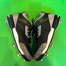 Nike Air Jordan 3 Black Cement Cleats Football 324822-061 Mens Sz 11.5