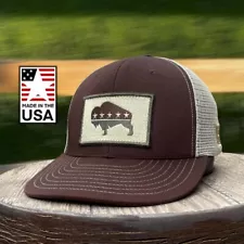 American Bison - Buffalo Snapback Hat - Brown/Khaki Made in USA