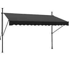 JEKITO Manual Retractable Awning – 138” Non-Screw Outdoor Sun Shade – Adjusta...