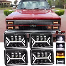 Fit Chevy C10 Pickup Truck 1980-1986 4PCS 4x6" LED Headlights DRL Hi/Lo Beam DOT