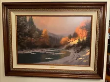 Thomas Kinkade Signed (Pic 3) canvas "Autumn Snow" 24"x36" Best Value On EBay