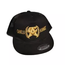 Canelo Alvarez Golden Logo Trucker Snapback Hat Black Mesh Adjustable Cap