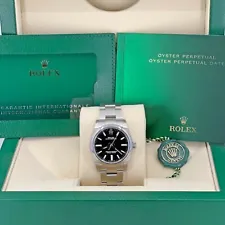 Rolex LADIES Oyster Perpetual 34mm, Black Dial, Ref# 124200-0002, Unworn