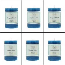 6x Scented Pillar Candle Blue Candles Tropical Island Candle 5x7.5cm Home Decor