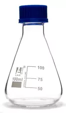 100mL Glass Erlenmeyer Flask with PTFE Lined Screw Cap, Borosilicate 3.3 Glass