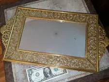 Gorgeous Vtg Gold FILIGREE Hollywood Regency MIRROR Antique Vanity Dresser
