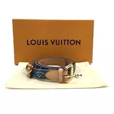 Louis Vuitton Monogram Ceinture Buckle Belt Denim Blue LV 90/36 M6921W Authentic