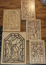 Stained Glass Windows, Lots Of Five, Assorted Makers, Sizes,(B80)