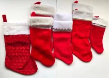 Lot:8 Red/White Christmas Stockings-previously hung with great care - FAST SHIP