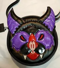 Love Pain and Stitches Pumpkin Cult BLACK & PURPLE BAT FACE bag - New With Tags