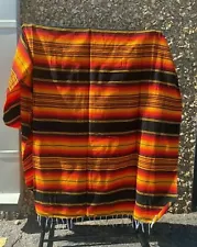 Sarape XXL,5' X 7',Mexican Blanket,HOT ROD, Seat Covers,Motorcycle, Orange,Black