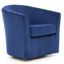 Pemberly Row 19"H Fabric Swivel Club Chair in Navy Blue Finish