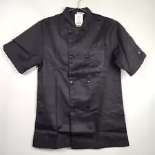 Chef Uniform Size XS Chef's Jacket Black Classic Button Short Sleeve Shirt