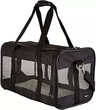 Large Size Soft-Sided Mesh Travel Pet Carrier for Cat Dog Black Up To 22 pounds