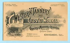 1893 Chicago World’s Fair WESTERN TANNERY * GLOVE WORKS MITTENS Adv Trade Card