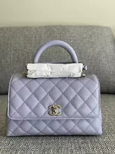 BRAND NEW CHANEL 21K Purple Caviar Small/ Old Mini Coco Handle Flap with receipt