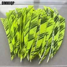 50Pcs 4" Shield Arrow Feather Flu Yellow Ink Fletches For Traditional Bow Arrow