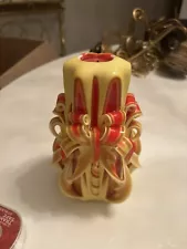 1960s Hand Carved Colorful Candle