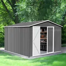 10' × 8' Metal Outdoor Storage Shed with Door & Lock, Waterproof Garden Stora...