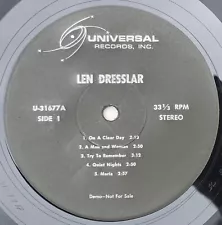 LEN DRESSLAR PRIVATE PRESS VANITY ALBUM-J'S WITH JAMIE SINGER-PROMO NOT FOR SALE