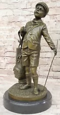 Original Bronze Caddy Boy Golfer Sculpture - Handmade Artwork Lost Wax Method