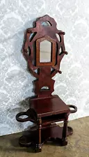 1:12 Dollhouse MAHOGANY HALL TREE w/MIRROR ~ VGUC! Hat & Coat Pegs Intact