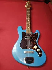 Vintage 1960s Kingston By Tiesco Guitar - RARE Awesome Blue with Tortoise Shell