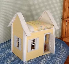 OOAK Toddler's Playhouse Bed w Tiny Furniture Artisan Dollhouse Miniature 1:12