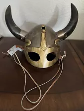 Metal Viking Helmet With Horns Medieval Renaissance Warrior Dragon