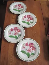 Portmeirion Exotic Botanic Garden Moth Orchid 11” Melamine Dinner Plate Set of 4