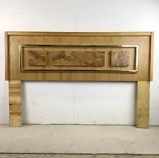 Vintage Modern Burl and Oak Headboard- Queen