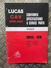 LUCAS -Girling - PARTS LIST for ROOTES 1970 - Pub No.CCE901/70