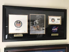 One Of A Kind Apollo 16 Display W/ Flown Beta Cloth, Insurance Cover & Photo!