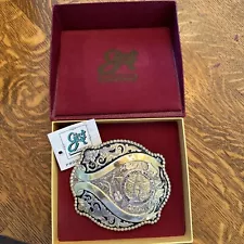 Houston Livestock Show and Rodeo mens Large vintage western belt buckle