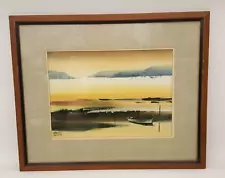 Charles Mulvey listed artist watercolor landscape painting boat framed 1918-2001