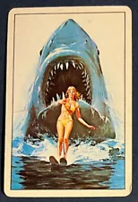 (B2W) Vintage playing card of a poster for Jaws