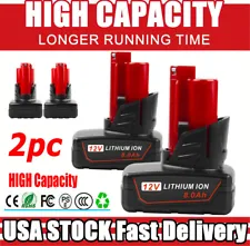 2X For Milwaukee For M12 12V Lithium 9.0Ah 8.0Ah 6.0Ah Extended Capacity Battery