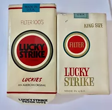 Vintage US Lucky Strike Luckies empty cigarette pack label wrapper 2 qty