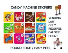 Candy Vending Machine Label Sticker Round edge Easy Peel Nutrition Info