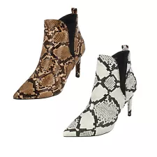 Ladies F5R0990 Snake print Heel Boots By Spot On Retail Price SALE NOW