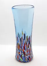 New Murano Millefiori Light Blue Bud Vase Art Glass of Venice San Marco Italy