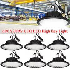 6 Pack 200W UFO Led High Bay Light Factory Warehouse Commercial Led Shop Lights