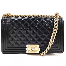 Chanel Shoulder Bag Boy Chain Black Enamel 3110524