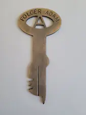 Folger Adam Prison Door Key Solid Brass Skeleton Collector Jail Jailer Key