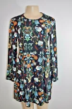 ZARA COLLECTION BLUE Multicolor Floral Dress Size XSmall On Sale